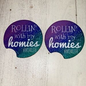 Set of 2 custom car coasters. Perfect for any mom’s ride!